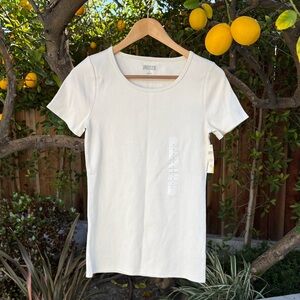 Duluth Trading Company Ivory Ribbed Short Sleeve Tee